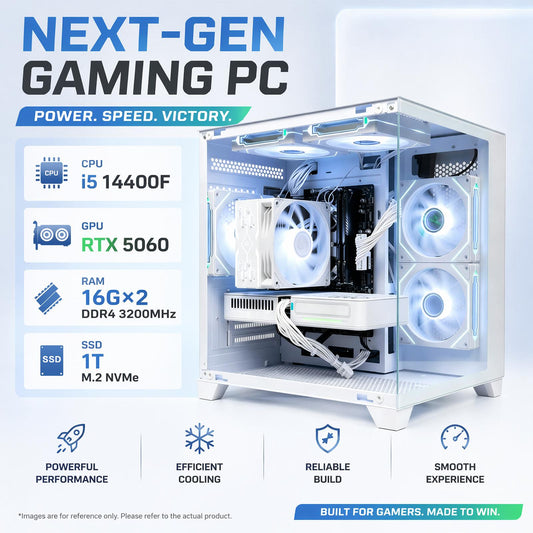 ALCPOK X1 Gaming Desktop PC Intel Core i5-14400F, GeForce RTX 5060 8GB, 32GB DDR4 3200MHz RAM, 1TB NVMe SSD, Wi-Fi 6E, Windows 11 Home