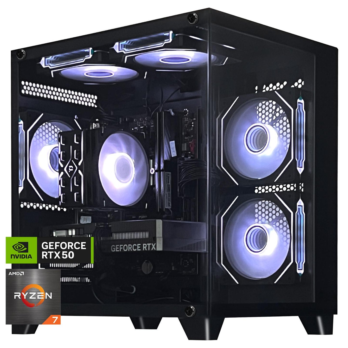 ALCPOK Gaming PC Desktop,AMD Ryzen 7 5700X 3.4GHz,RTX5060 8GB GDDR7 DLSS4,32GB DDR4 RAM 3200MHz,1TB NVME SSD,ARGB Cooling Fan,Supply WiFi Support Prebuilt Gaming Computer with