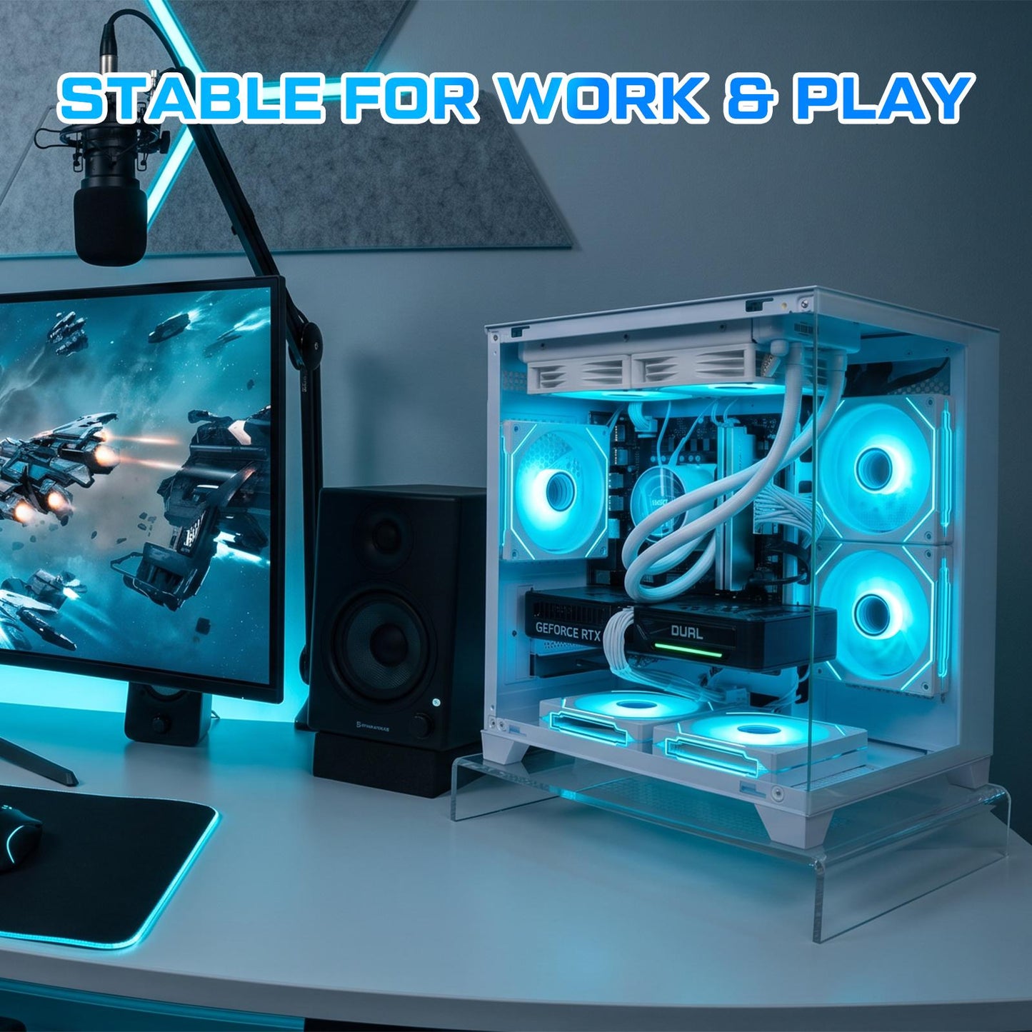 ALCPOK X10 Gaming PC Desktop INTEL Core i5 14400F, NVIDIA RTX 5060Ti 8G DLSS 4, 32GB DDR4 RAM 3200MHz,1TB NVMe PCIe4.0, Wi-Fi6E, Game Design Office console,Sea View Room Windows 11