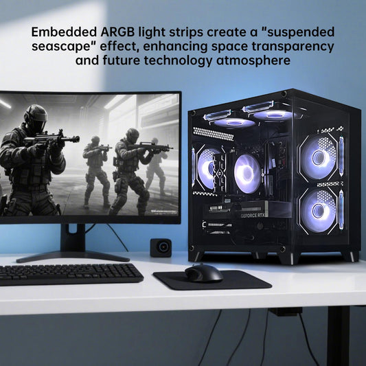 ALCPOK Gaming PC Desktop,AMD Ryzen 7 5700X 3.4GHz,RTX5060 8GB GDDR7 DLSS4,32GB DDR4 RAM 3200MHz,1TB NVME SSD,ARGB Cooling Fan,Supply WiFi Support Prebuilt Gaming Computer with