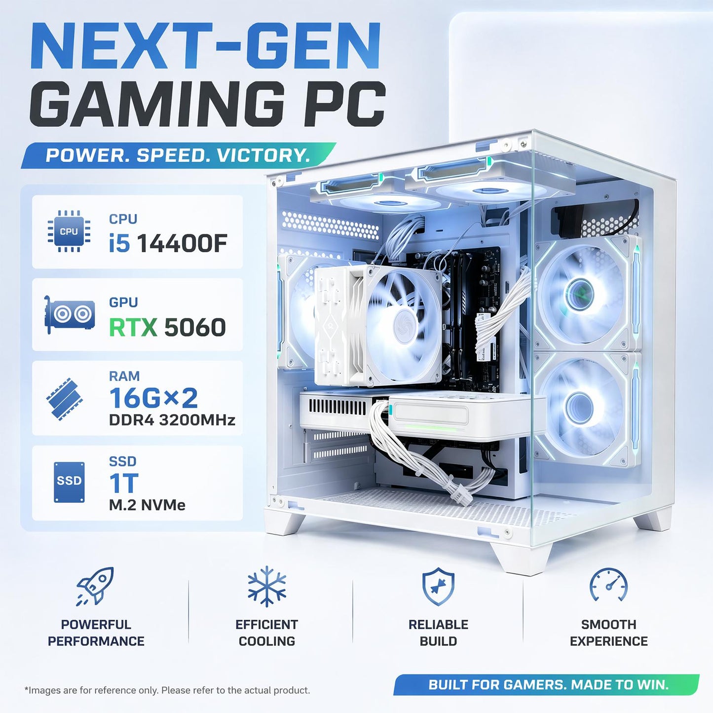 ALCPOK X1 Gaming Desktop PC  Intel Core i5-14400F, GeForce RTX 5060 8GB, 32GB DDR4 3200MHz RAM, 1TB NVMe SSD, Wi-Fi 6E, Windows 11 Home